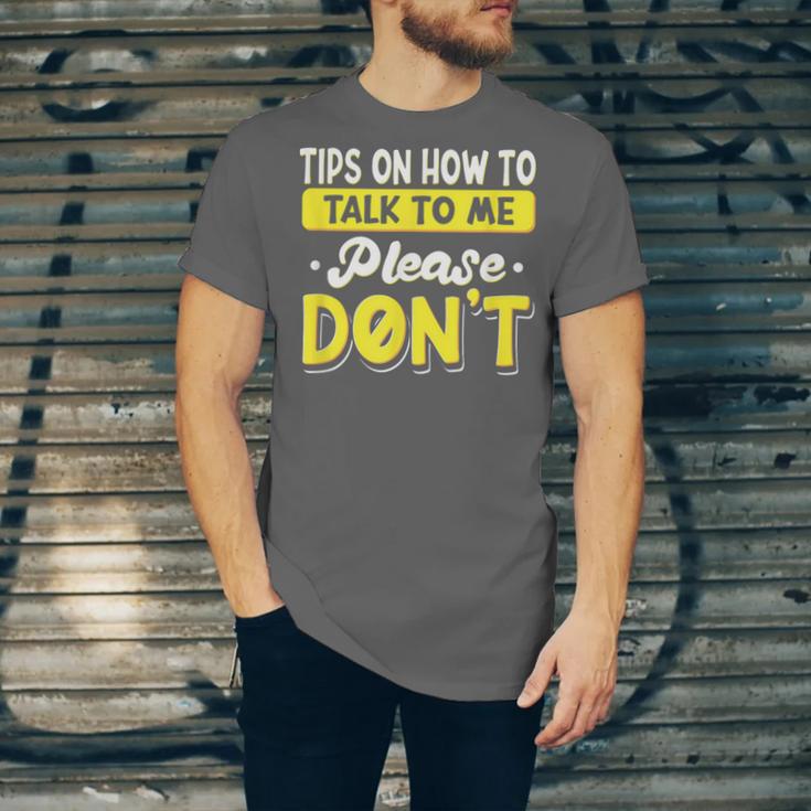 Introvert Tips On How To Talk To Me Please Don't Antisocial Unisex Jersey T-Shirt