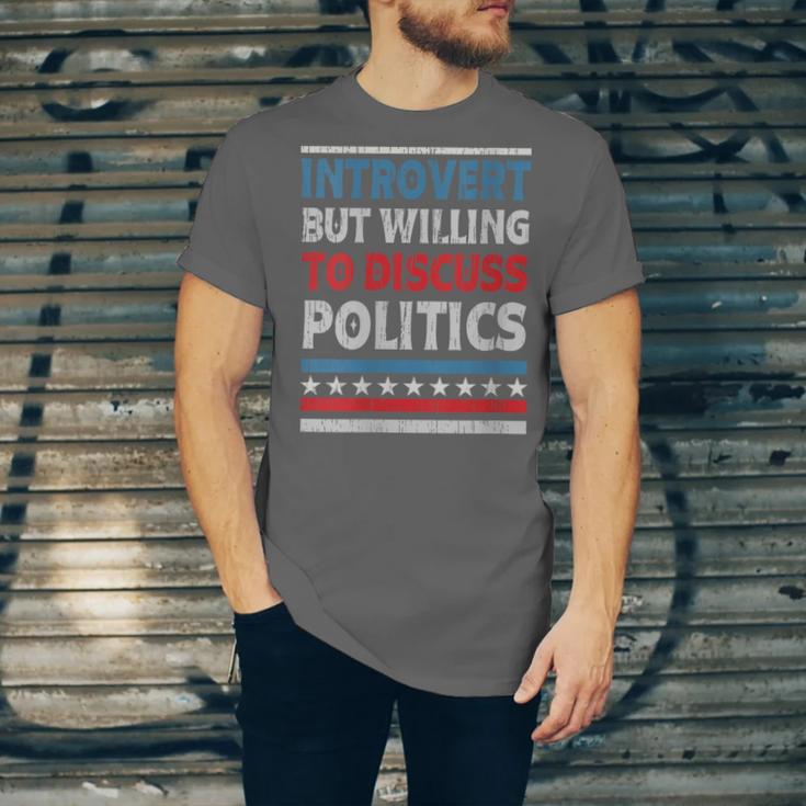 Introvert But Willing To Discuss Politics USA Elections 2024 Unisex Jersey T-Shirt