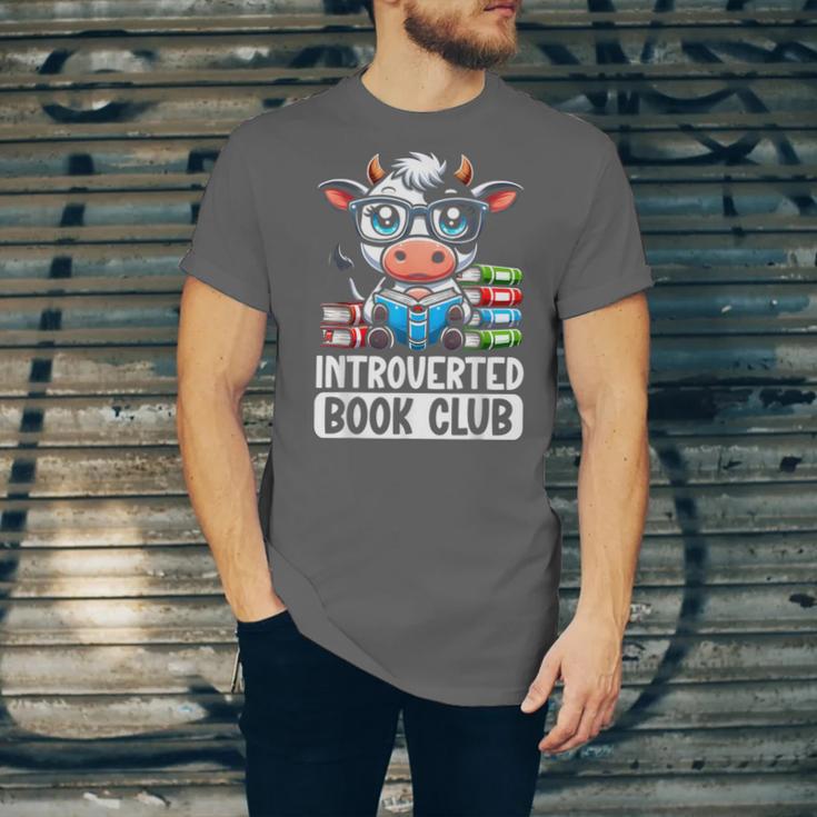 Introverted Book Club Reading Lover Cow Unisex Jersey T-Shirt