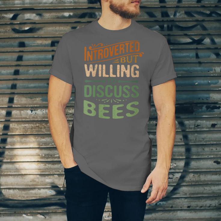 Introverted But Willing To Discuss Bees Animal Meme Unisex Jersey T-Shirt Introverted But Willing To Discuss Bees Animal Meme Unisex Jersey T-Shirt
