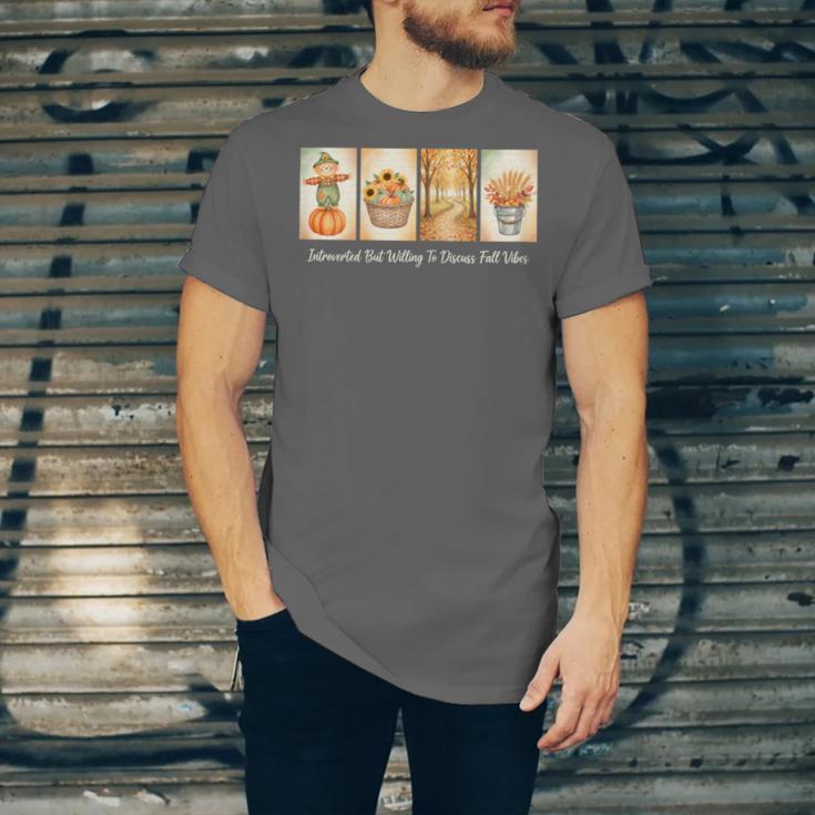 Introverted But Willing To Discuss Fall Vibes Autumn Pumpkin Unisex Jersey T-Shirt Introverted But Willing To Discuss Fall Vibes Autumn Pumpkin Unisex Jersey T-Shirt