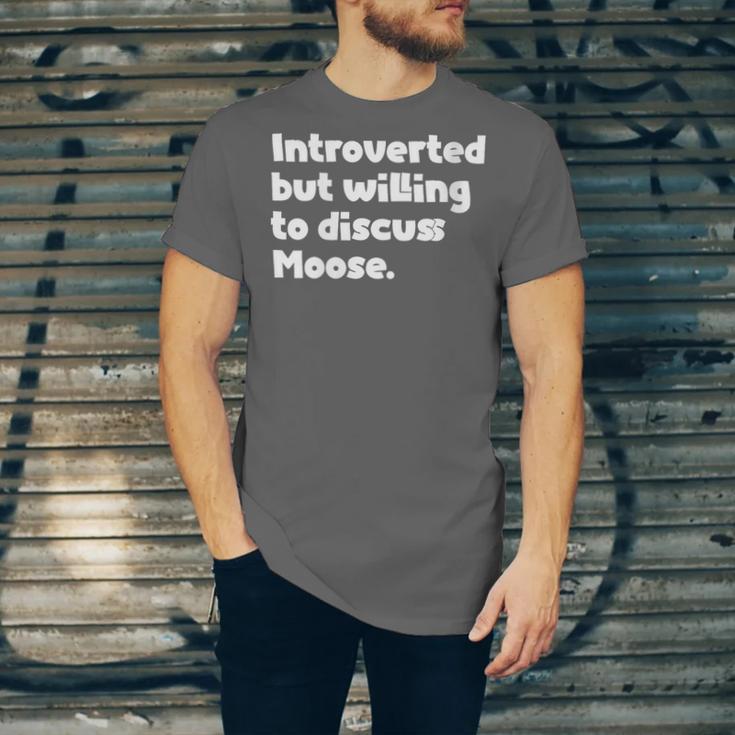 Introverted But Willing To Discuss Moose Introvert Unisex Jersey T-Shirt Introverted But Willing To Discuss Moose Introvert Unisex Jersey T-Shirt
