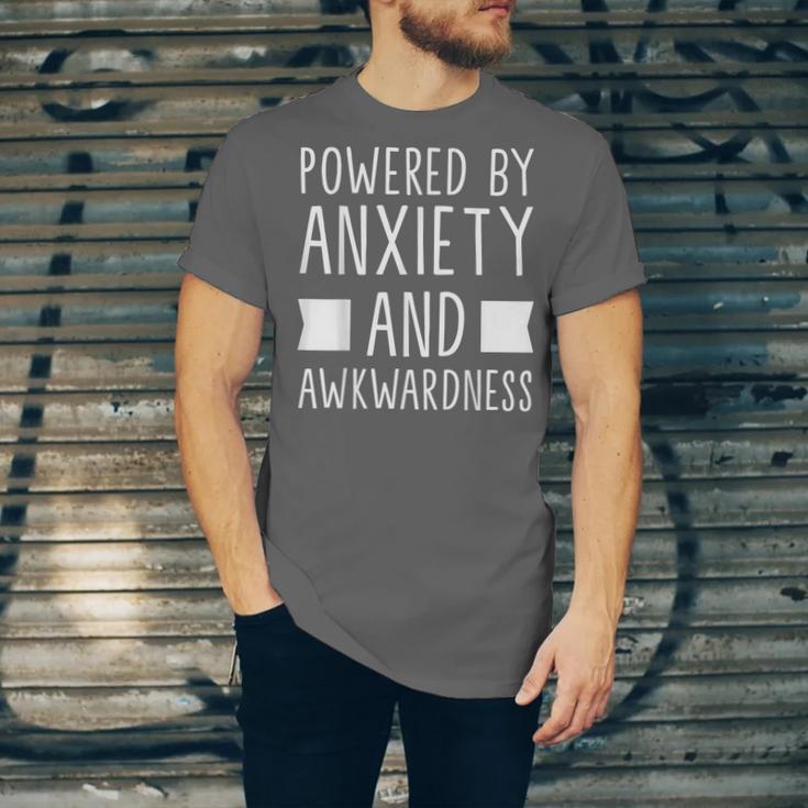 Introverts Social Anxiety Powered By Anxiety And Awkwardness Unisex Jersey T-Shirt Introverts Social Anxiety Powered By Anxiety And Awkwardness Unisex Jersey T-Shirt