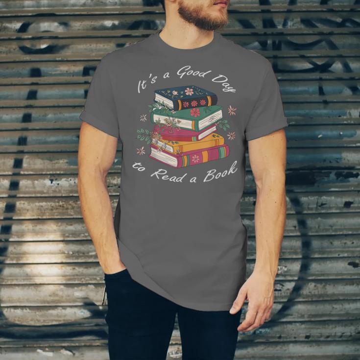 It's a Good Day To Read a Book Floral Stack Tee Unisex Jersey T-Shirt