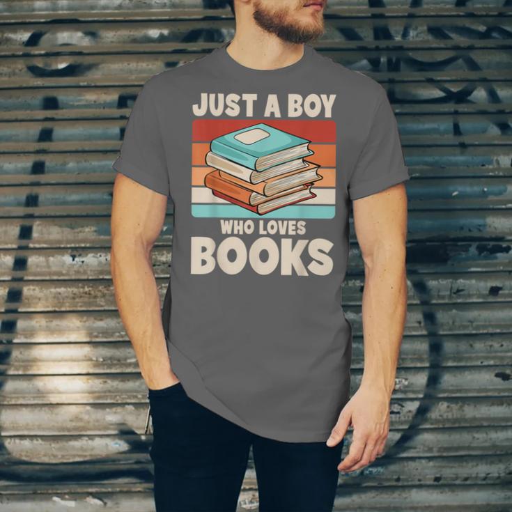 Just A Boy Who Loves Books Reading Bookworm Boys Kids Unisex Jersey T-Shirt