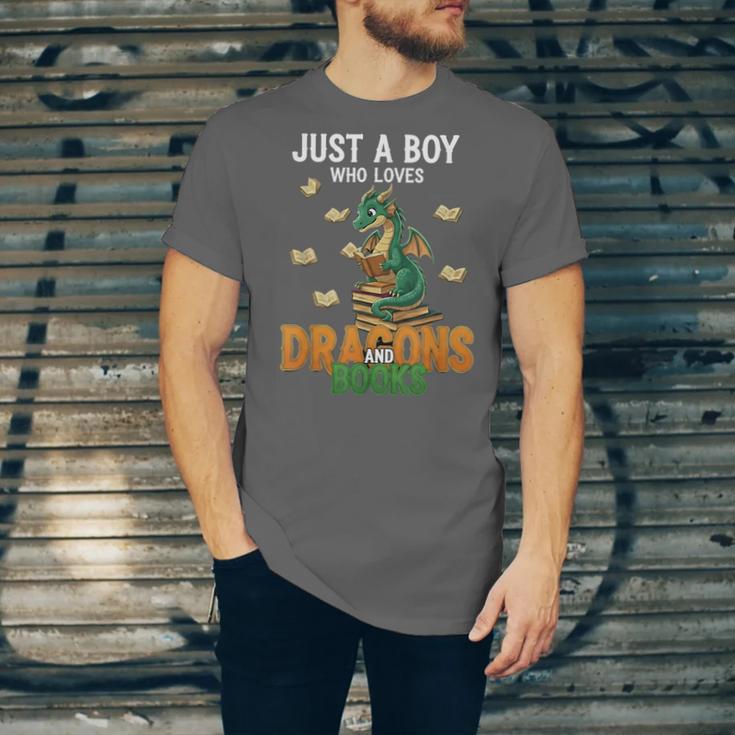 Just a Boy Who Loves Dragons And Books Reading Dragon Unisex Jersey T-Shirt