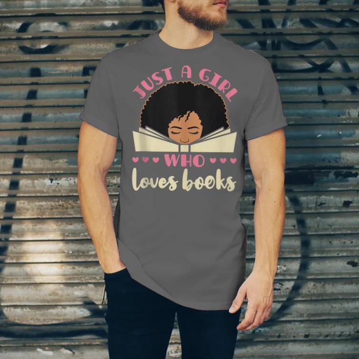 Just a Girl Who Loves Books African American Book Nerd Lover Unisex Jersey T-Shirt