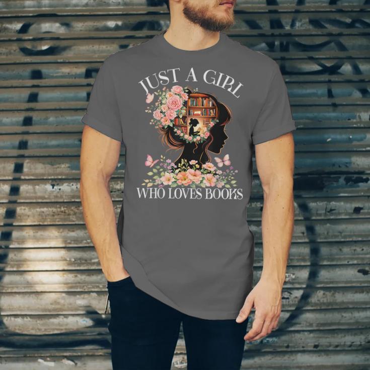 Just A Girl Who Loves Books Book Lover Reading For Women Unisex Jersey T-Shirt