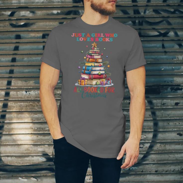 Just a Girl Who Loves Books All Booked For Christmas Unisex Jersey T-Shirt Just a Girl Who Loves Books All Booked For Christmas Unisex Jersey T-Shirt