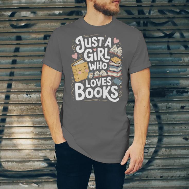 Just a Girl Who Loves Books Bookish Readers Book Lover Girls Unisex Jersey T-Shirt