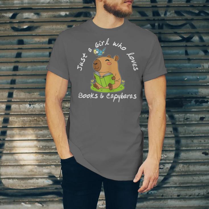 Just a Girl Who Loves Books And Capybaras Unisex Jersey T-Shirt