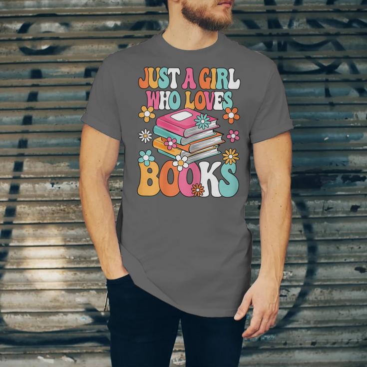 Just A Girl Who Loves Books Reading Cute Bookworm Girls Kids Unisex Jersey T-Shirt