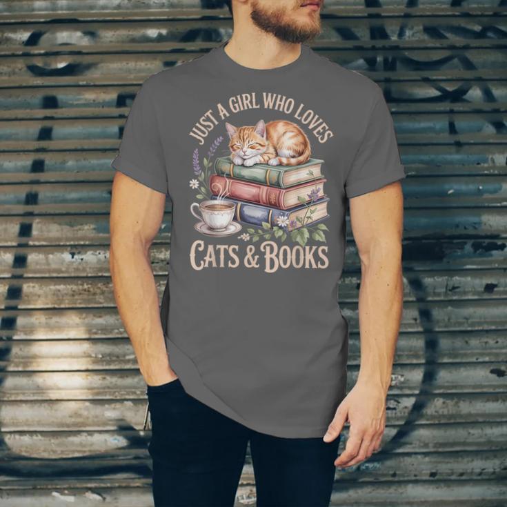 Just A Girl Who Loves Cats And Books Reading Librarian Unisex Jersey T-Shirt
