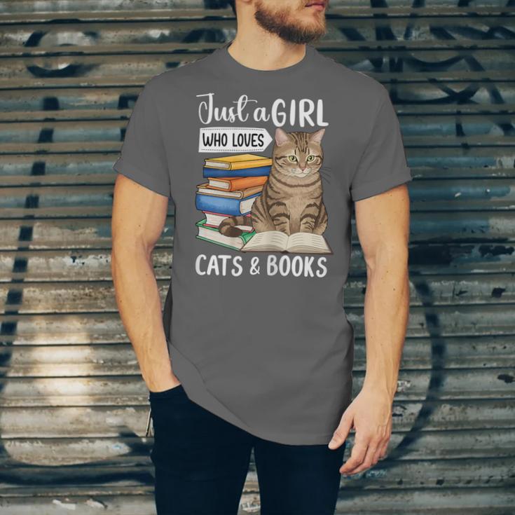 Just a Girl Who Loves Cats And Books Unisex Jersey T-Shirt