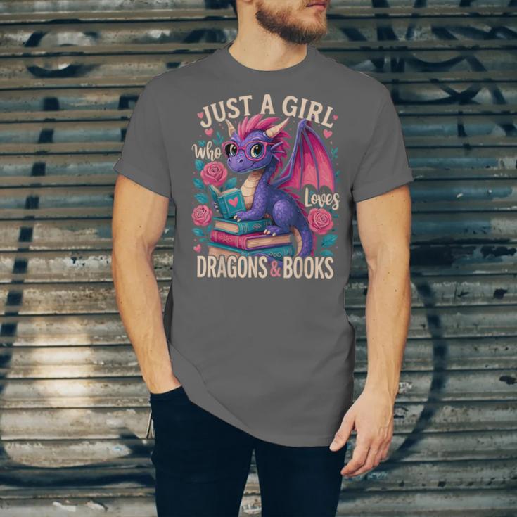 Just a Girl Who Loves Dragons And Books Dragon Unisex Jersey T-Shirt
