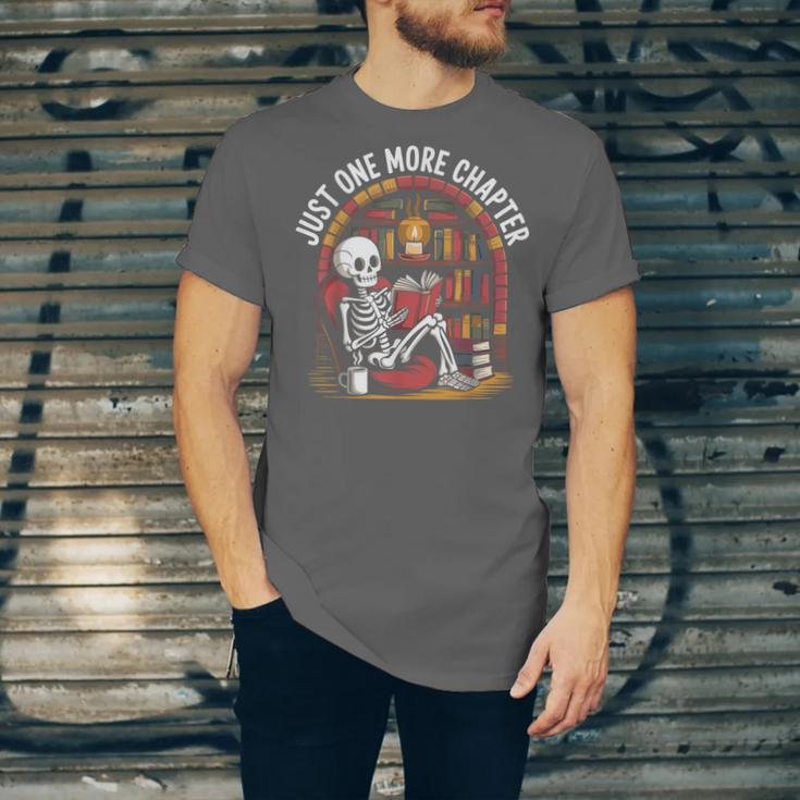 Just One More Chapter Skeleton Reading Cozy Books Unisex Jersey T-Shirt Just One More Chapter Skeleton Reading Cozy Books Unisex Jersey T-Shirt