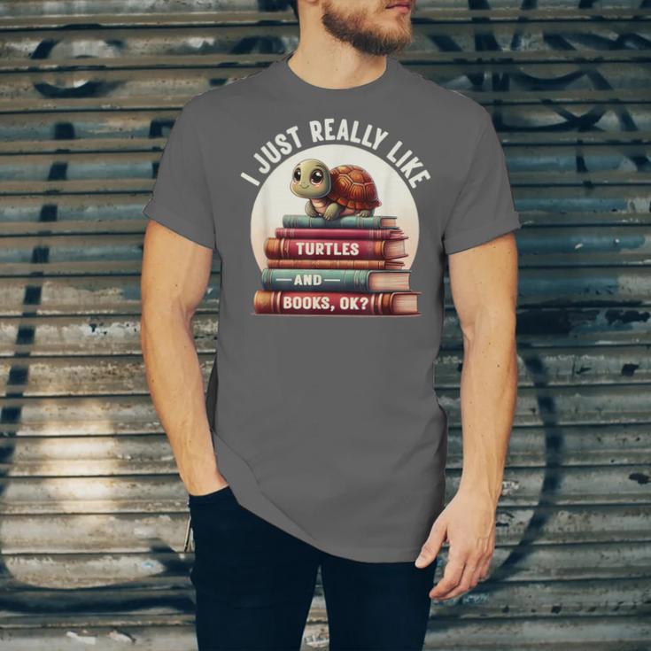 I Just Really Like Turtles And Books OK Turtle Reading Unisex Jersey T-Shirt I Just Really Like Turtles And Books OK Turtle Reading Unisex Jersey T-Shirt