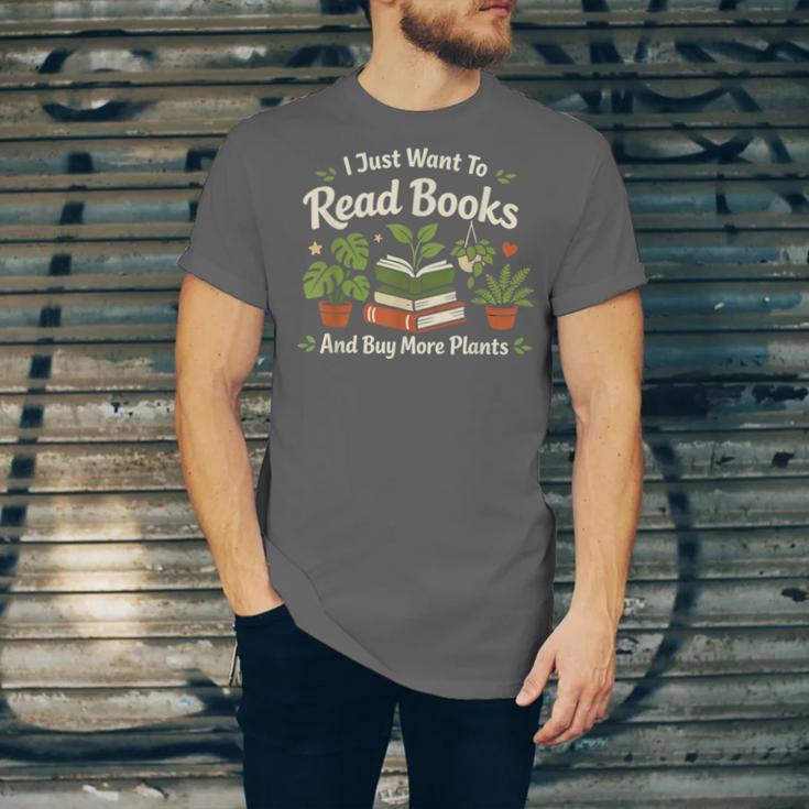 I Just Want To Read Books And Buy More Plants Unisex Jersey T-Shirt