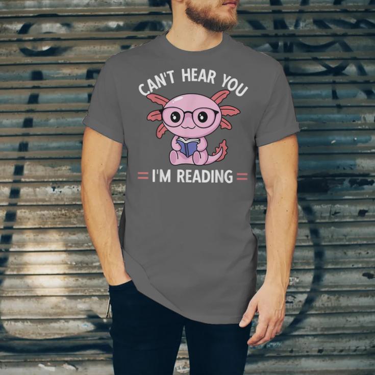Kawaii Axolotl Can't Hear You I'm Reading Book Lover Unisex Jersey T-Shirt