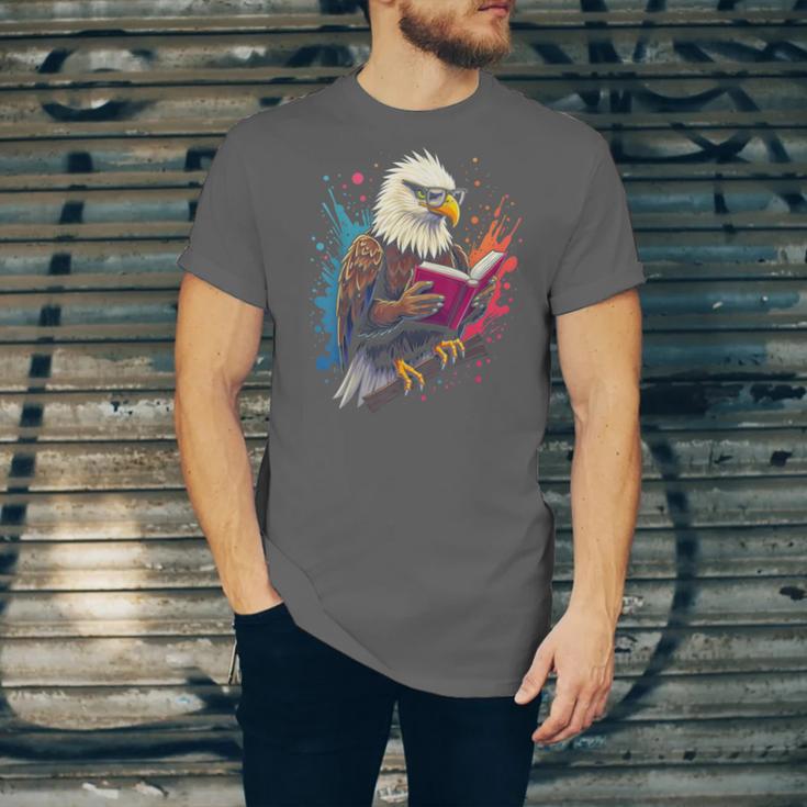 Kawaii Eagle Reads Book Reading Library Book Bookworm Unisex Jersey T-Shirt