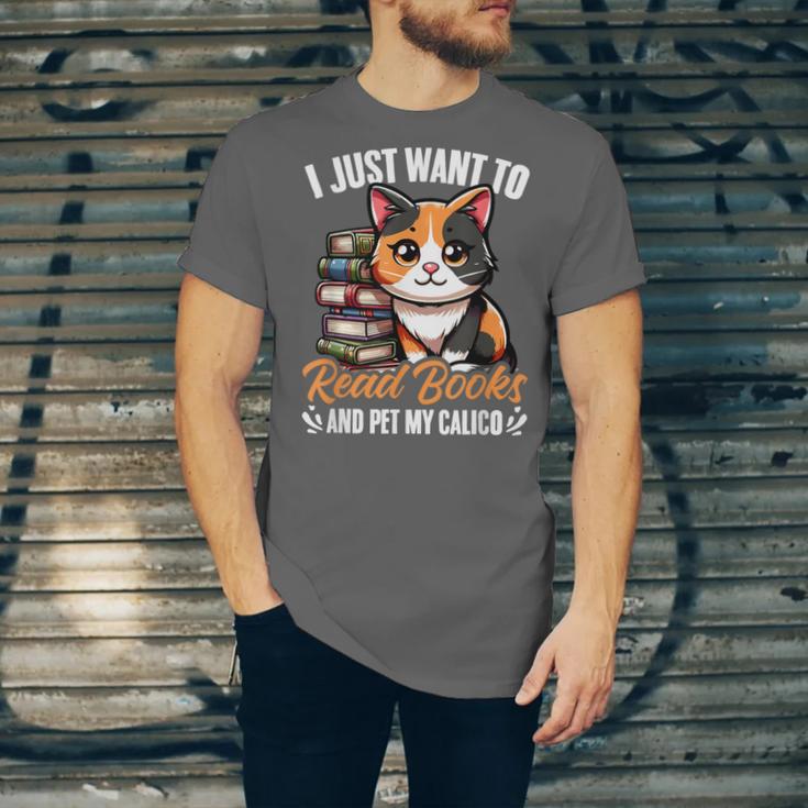 Kawaii Feline Book Reading Read Books Pet My Calico Cat Men Women Unisex Jersey T-Shirt