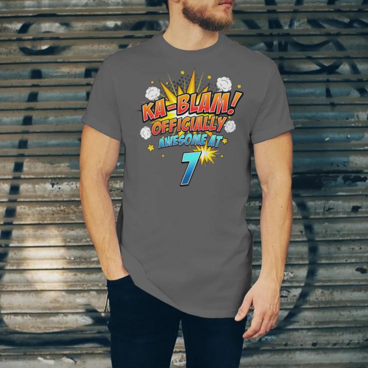 Kids Ka-Blam 7 Year Old Boys 7th Birthday Comic Book Super Hero Unisex Jersey T-Shirt