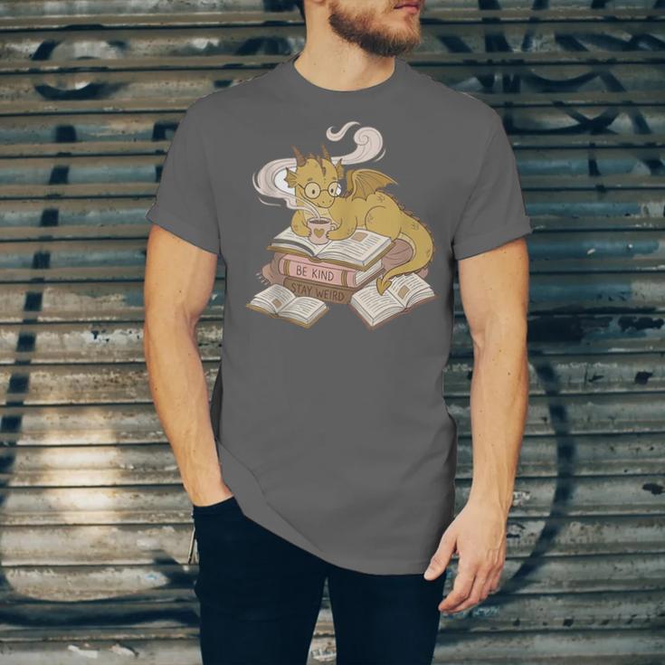 Be Kind Stay Weird Read Books Cute Dragon Unisex Jersey T-Shirt