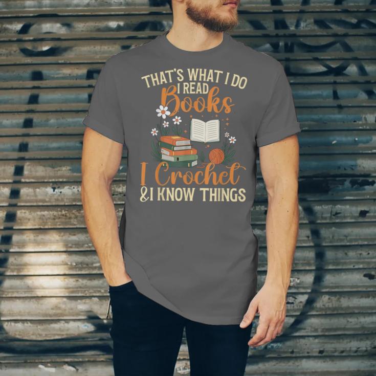 Knitting Crocheting Reading Books Yarn For Knitter Crochet Unisex Jersey T-Shirt