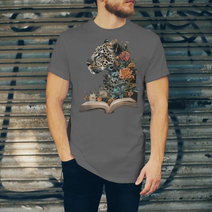Leopard Book Flower Unisex Jersey T-Shirt