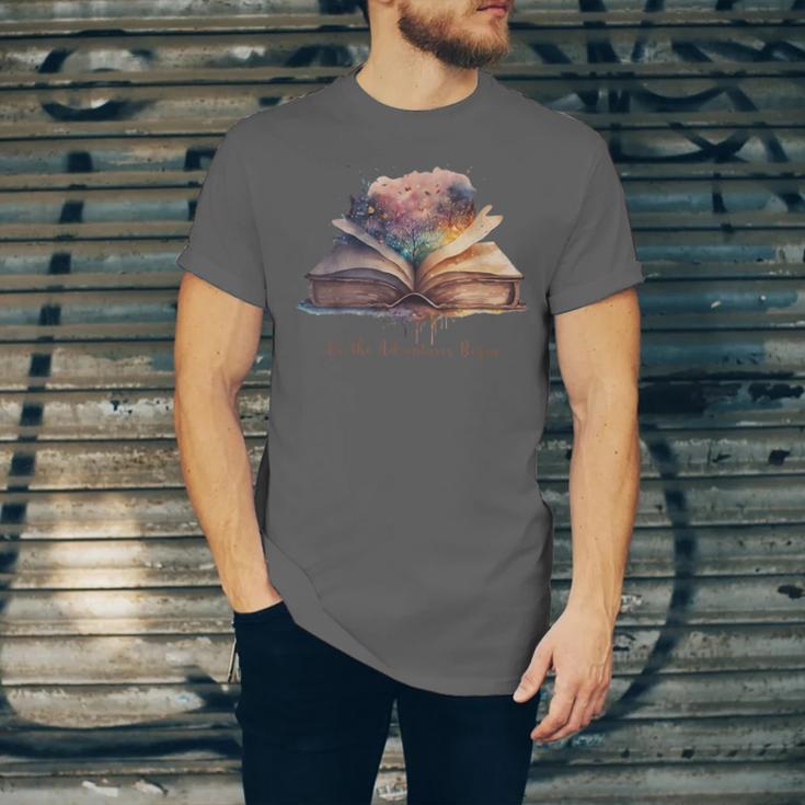 Let The Adventures Begin Book Lovers Magical Whimsical Art Unisex Jersey T-Shirt Let The Adventures Begin Book Lovers Magical Whimsical Art Unisex Jersey T-Shirt