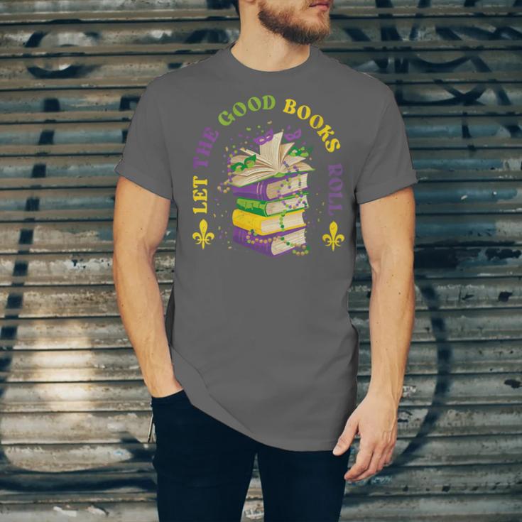 Let The Good Books Roll Mardi Gras Reading Unisex Jersey T-Shirt Let The Good Books Roll Mardi Gras Reading Unisex Jersey T-Shirt
