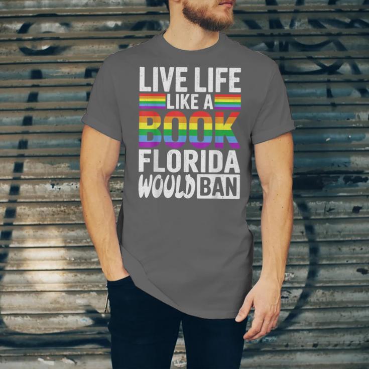 LGBTQ Quote Live Life Like A Banned Rainbow Book Unisex Jersey T-Shirt LGBTQ Quote Live Life Like A Banned Rainbow Book Unisex Jersey T-Shirt