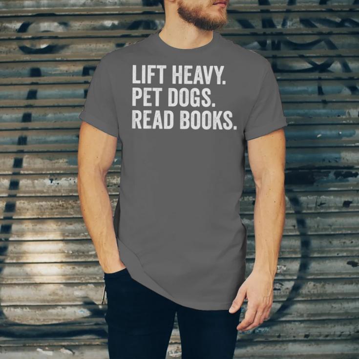 Lift Heavy Pet Dogs Read Books Gym Workout Weight Lifter Unisex Jersey T-Shirt