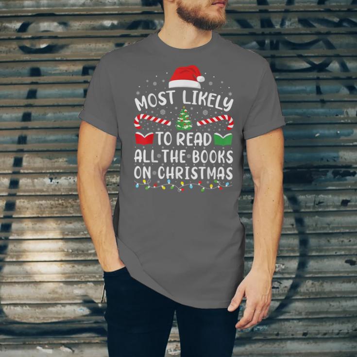 Most Likely To Read A Book On Christmas Family Matching Xmas Unisex Jersey T-Shirt Most Likely To Read A Book On Christmas Family Matching Xmas Unisex Jersey T-Shirt