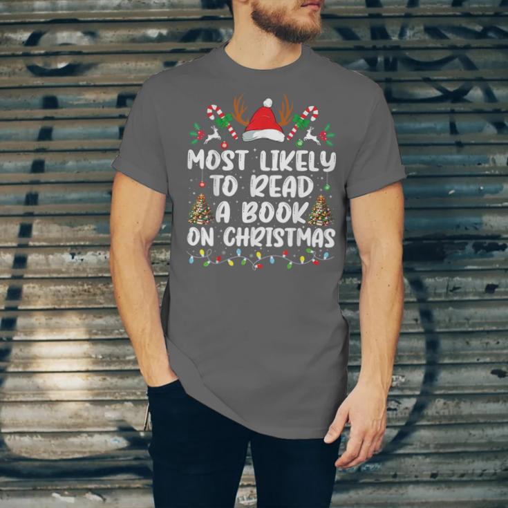 Most Likely To Read A Book On Christmas Matching Family Unisex Jersey T-Shirt