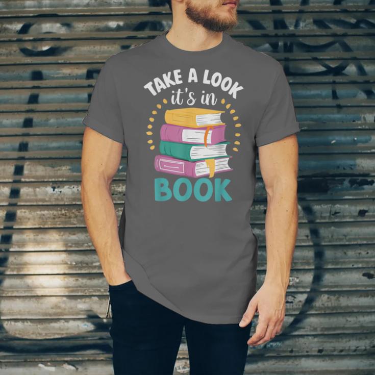 Take a Look It's In a Book Teacher Reading Apparel Unisex Jersey T-Shirt