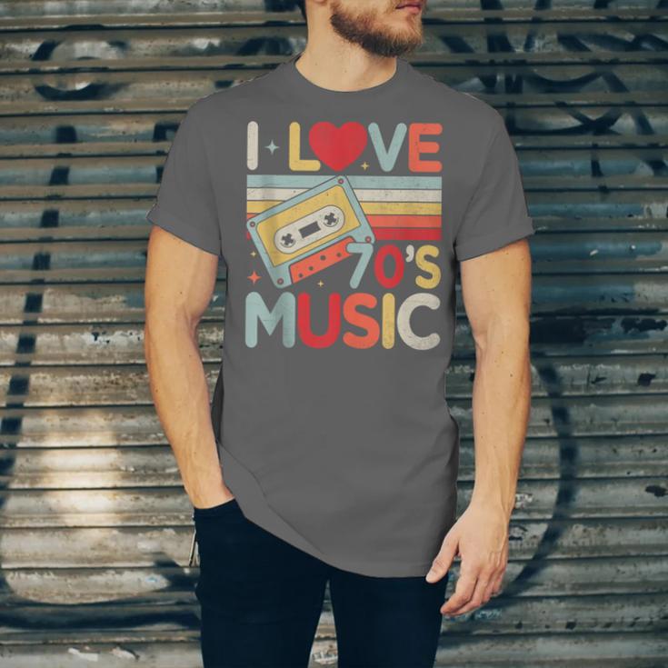 I Love 70's Music Retro Style Nostalgia Cassette 1970s Party Unisex Jersey T-Shirt