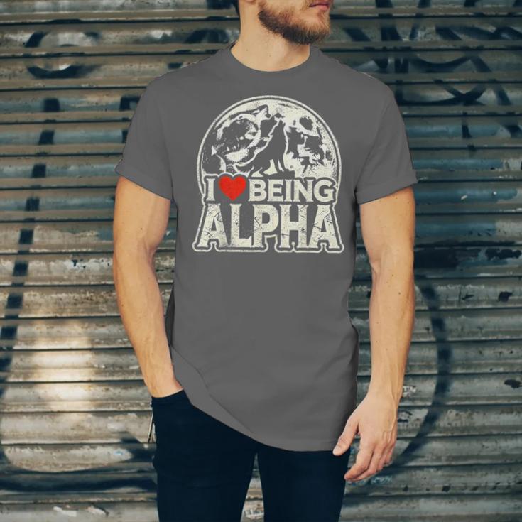 I Love Being Alpha Moonlit Wolf Meme Alpha Introvert Unisex Jersey T-Shirt