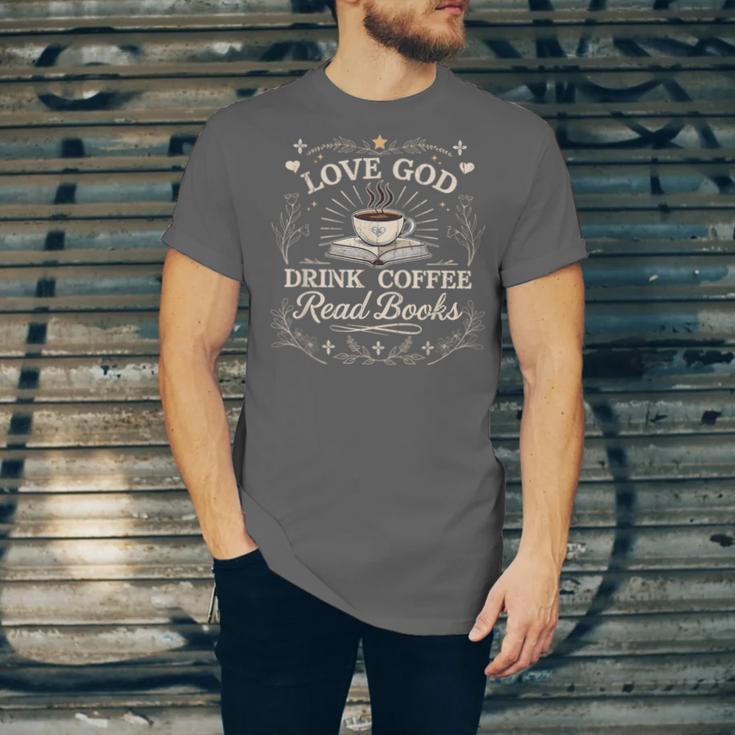 Love God Drink Coffee Read Books Coffee & Jesus Unisex Jersey T-Shirt Love God Drink Coffee Read Books Coffee & Jesus Unisex Jersey T-Shirt