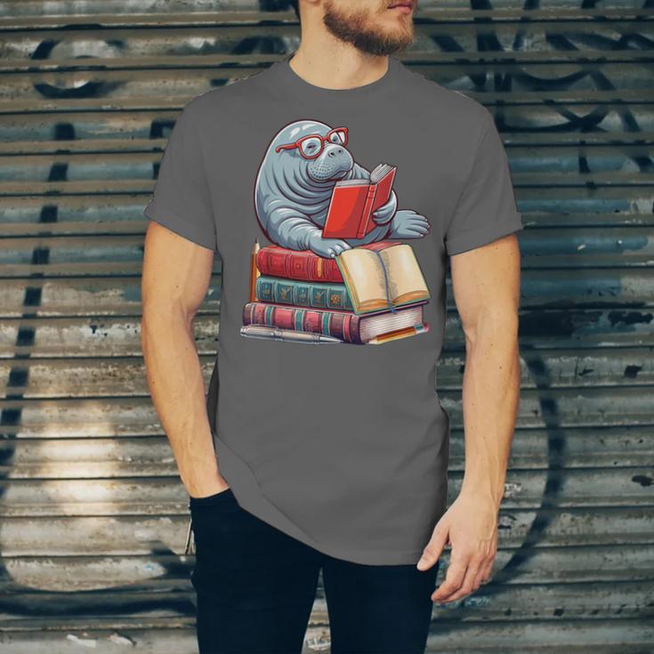 Manatee Reading Books Matching Bookworm Readers Librarian Unisex Jersey T-Shirt