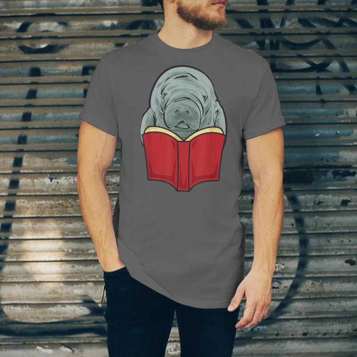 Manatee Reading Books Sea Animal Manatee Unisex Jersey T-Shirt