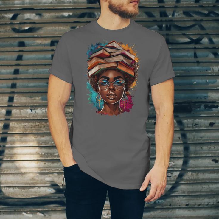 Melanin Girl Afro Book Lover Librarian Teacher Student Unisex Jersey T-Shirt