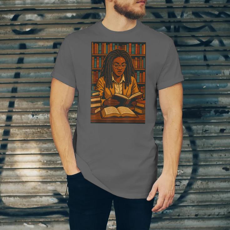Melanin Girl Locs Book Lover Librarian Teacher Student Unisex Jersey T-Shirt
