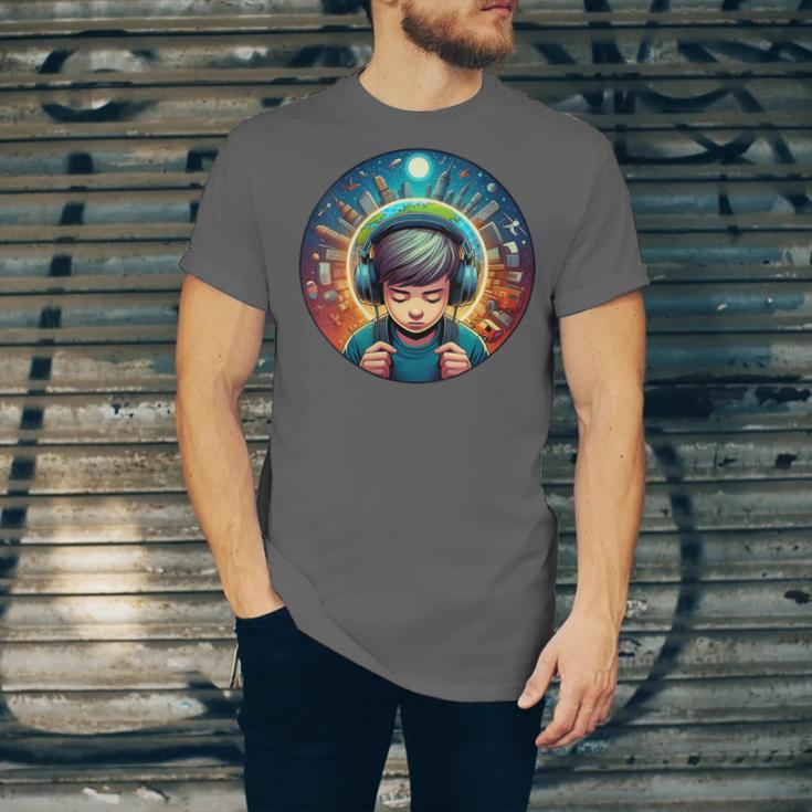Music Enthusiast Under Starry Skies World Introvert Boy Unisex Jersey T-Shirt Music Enthusiast Under Starry Skies World Introvert Boy Unisex Jersey T-Shirt
