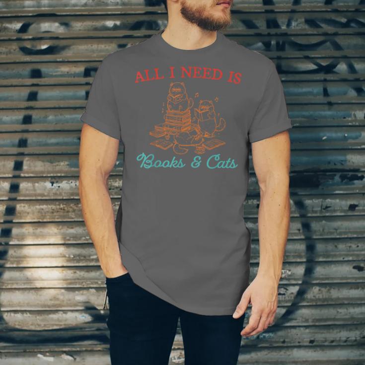 All I Need Is Books & Cats Cozy Unisex Jersey T-Shirt All I Need Is Books & Cats Cozy Unisex Jersey T-Shirt
