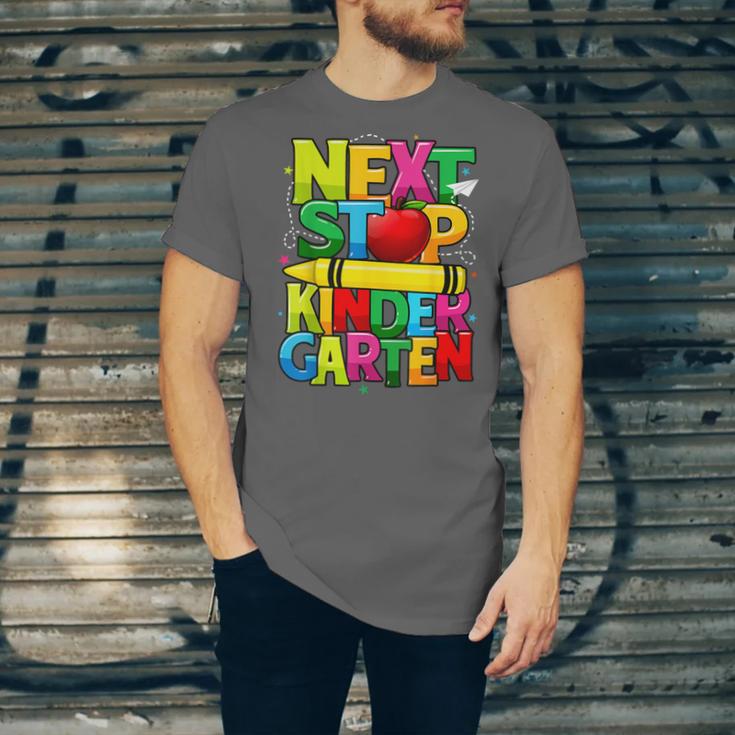Next Stop Kindergarten Preschool Graduation 2023 Boys Girls Unisex Jersey T-Shirt