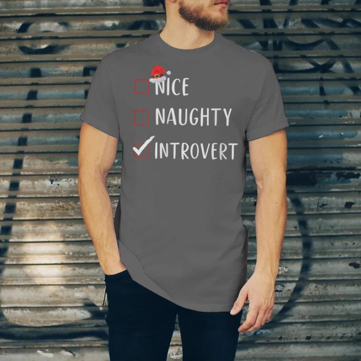 Nice Naughty Introvert List Christmas Introvert Unisex Jersey T-Shirt Nice Naughty Introvert List Christmas Introvert Unisex Jersey T-Shirt