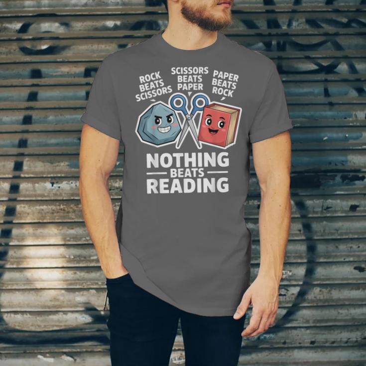 Nothing Beats Reading Rock Paper Scissors Book Lover Unisex Jersey T-Shirt
