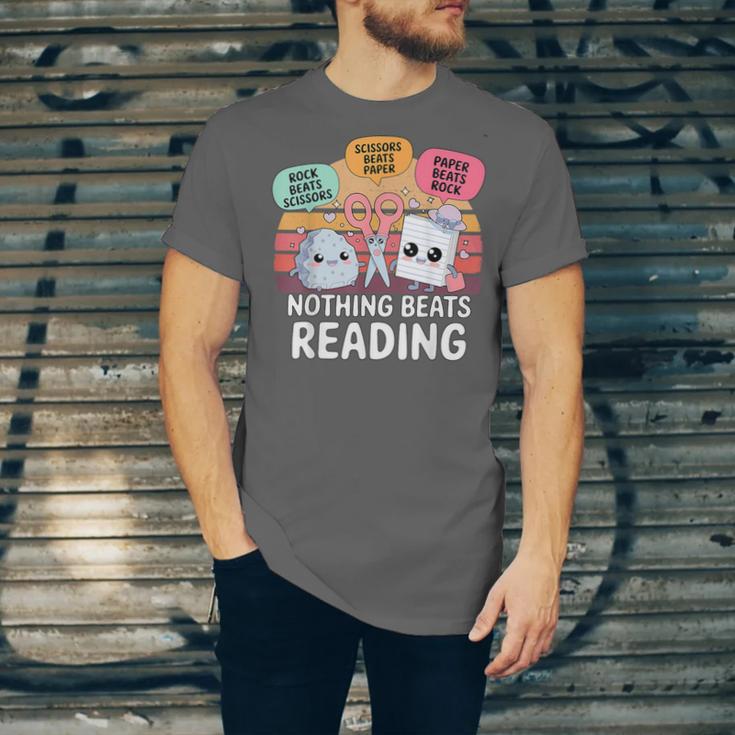 Nothing Beats Reading Rock Paper Scissors Books Lover Unisex Jersey T-Shirt
