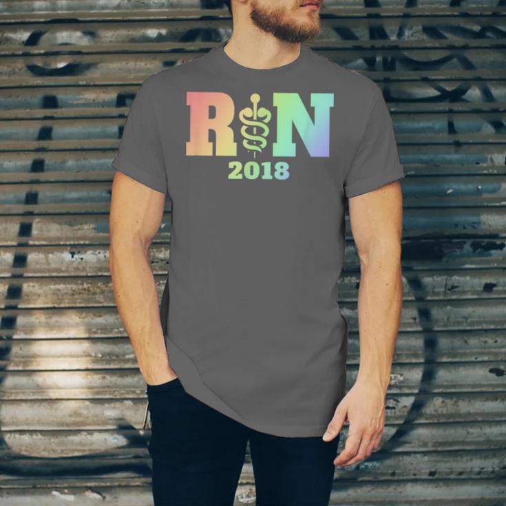 Nurse Graduation Shirt RN Est 2018 Rainbow Tshirt Unisex Jersey T-Shirt